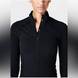 Sweaty Betty Athlete Seamless Workout Zip Up Jacket Lightweight Black Size Large